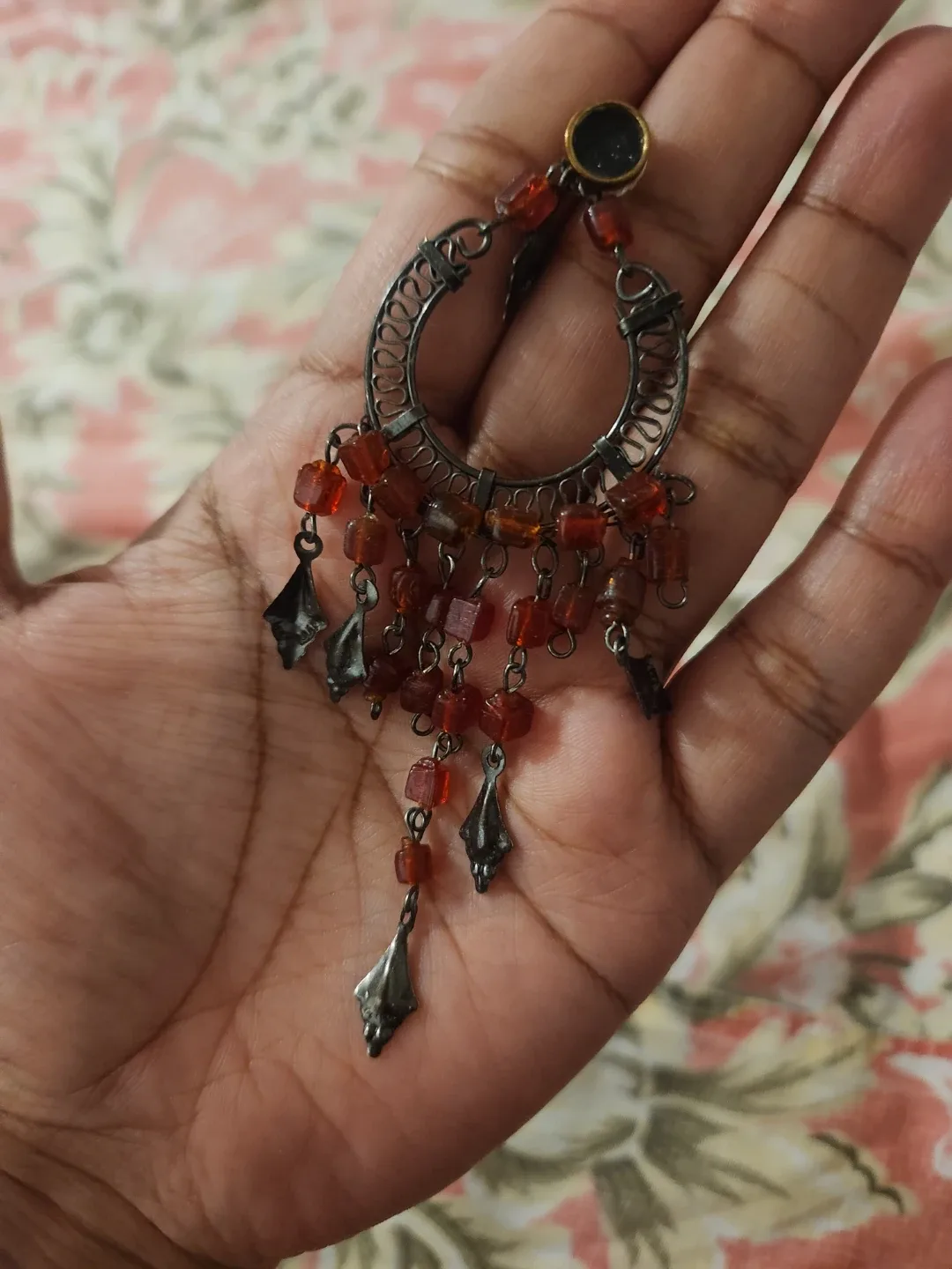 Red Beaded Chandelier Earring ⚽