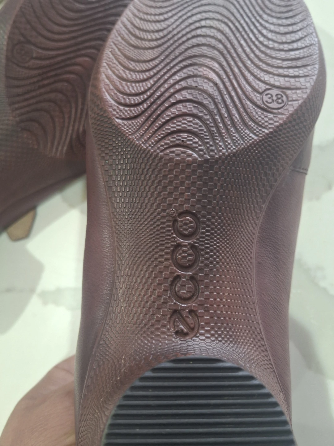 ECCO Burgundy Leather Mary Jane Shoes