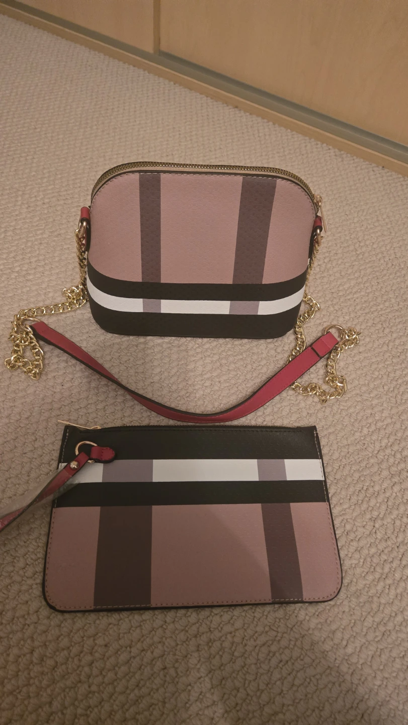 Women's Plaid Crossbody Bag and Clutch Set