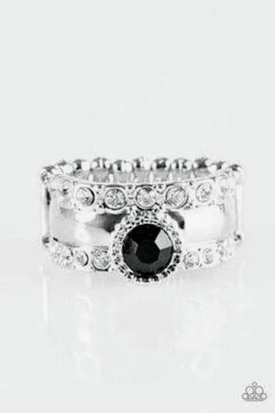 Paparazzi Sparkly Statement Ring with Black Gemstone