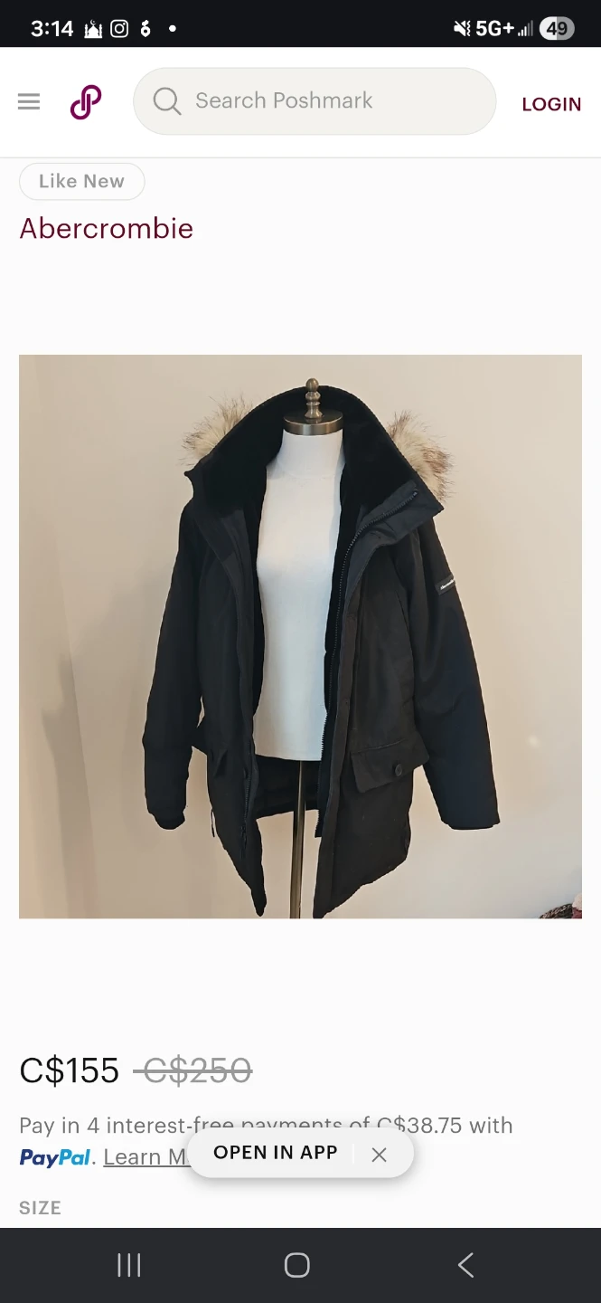 Abercrombie & Fitch Black Fur-Trimmed Parka