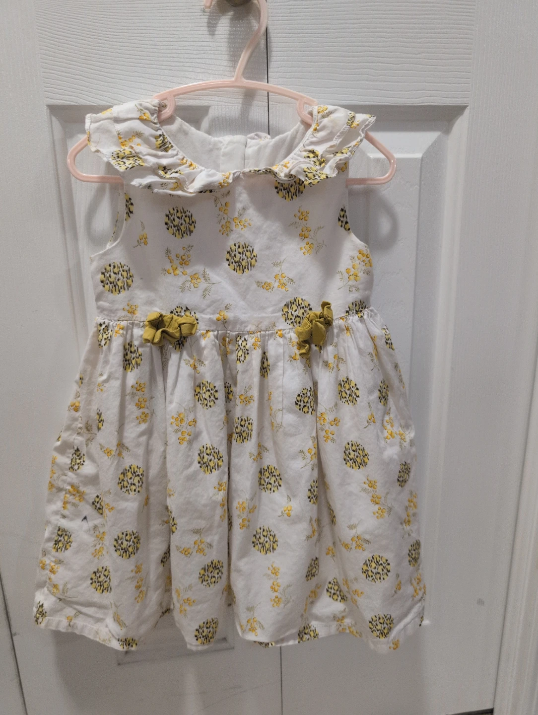 White Floral Dress with Yellow Bows