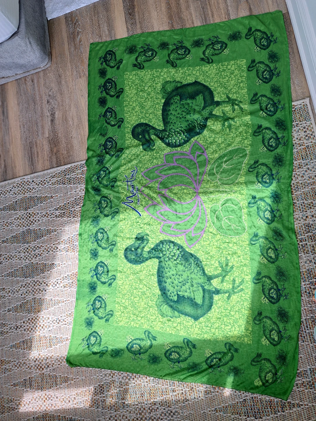 Martius Dodo Bird Print Green Throw Blanket