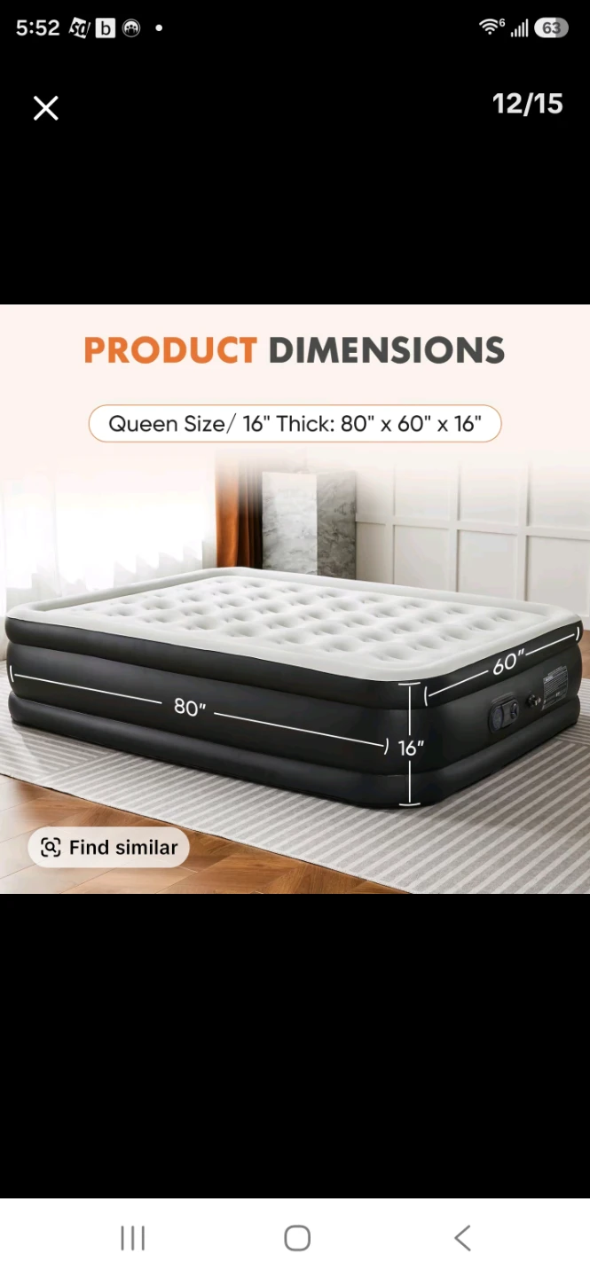 Queen Size Air Mattress - 16" Thick