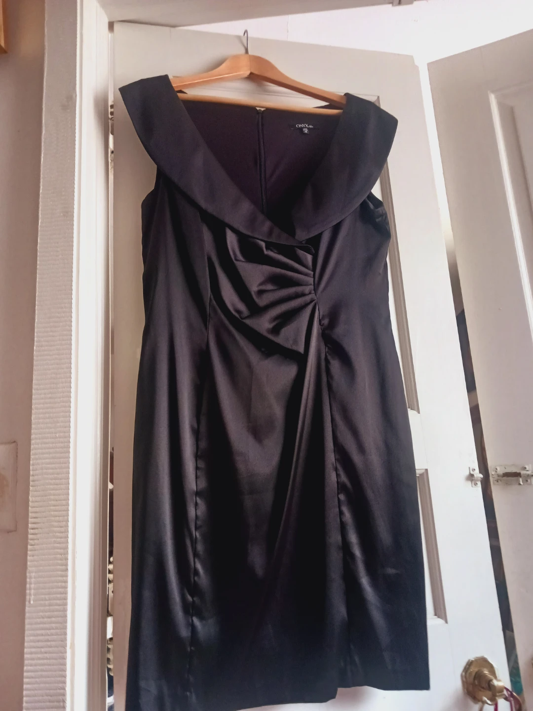 Beautiful Semi Formal Black Satin Dress. Size 14.