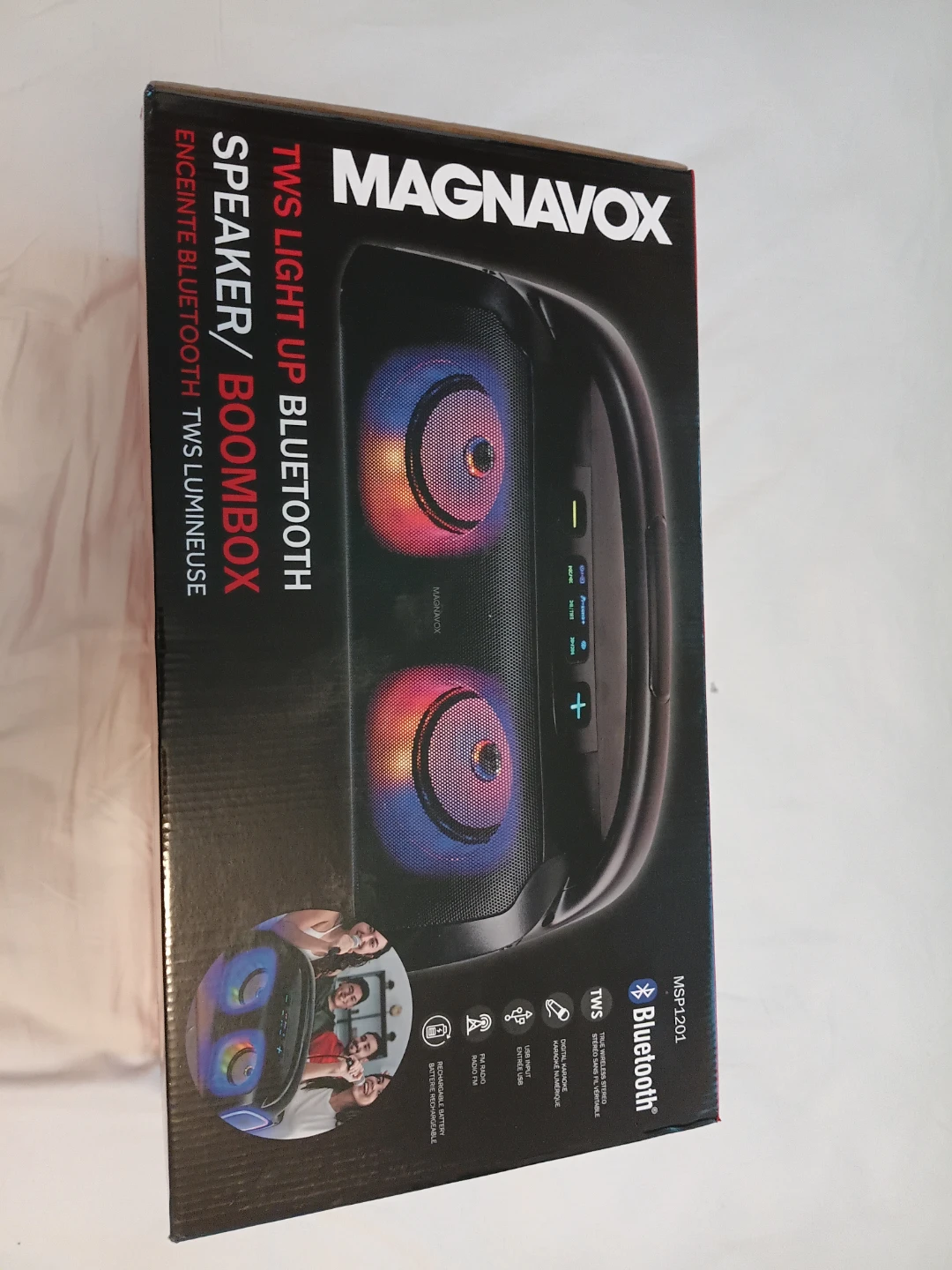 Magnavox TWS Light Up Bluetooth Speaker/Boombox MSP1201