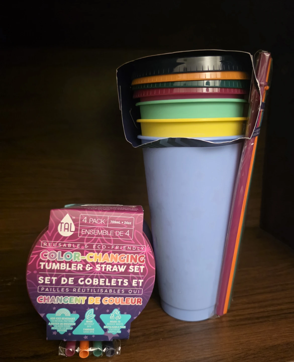TAL Reusable Color-Changing Tumbler & Straw Set