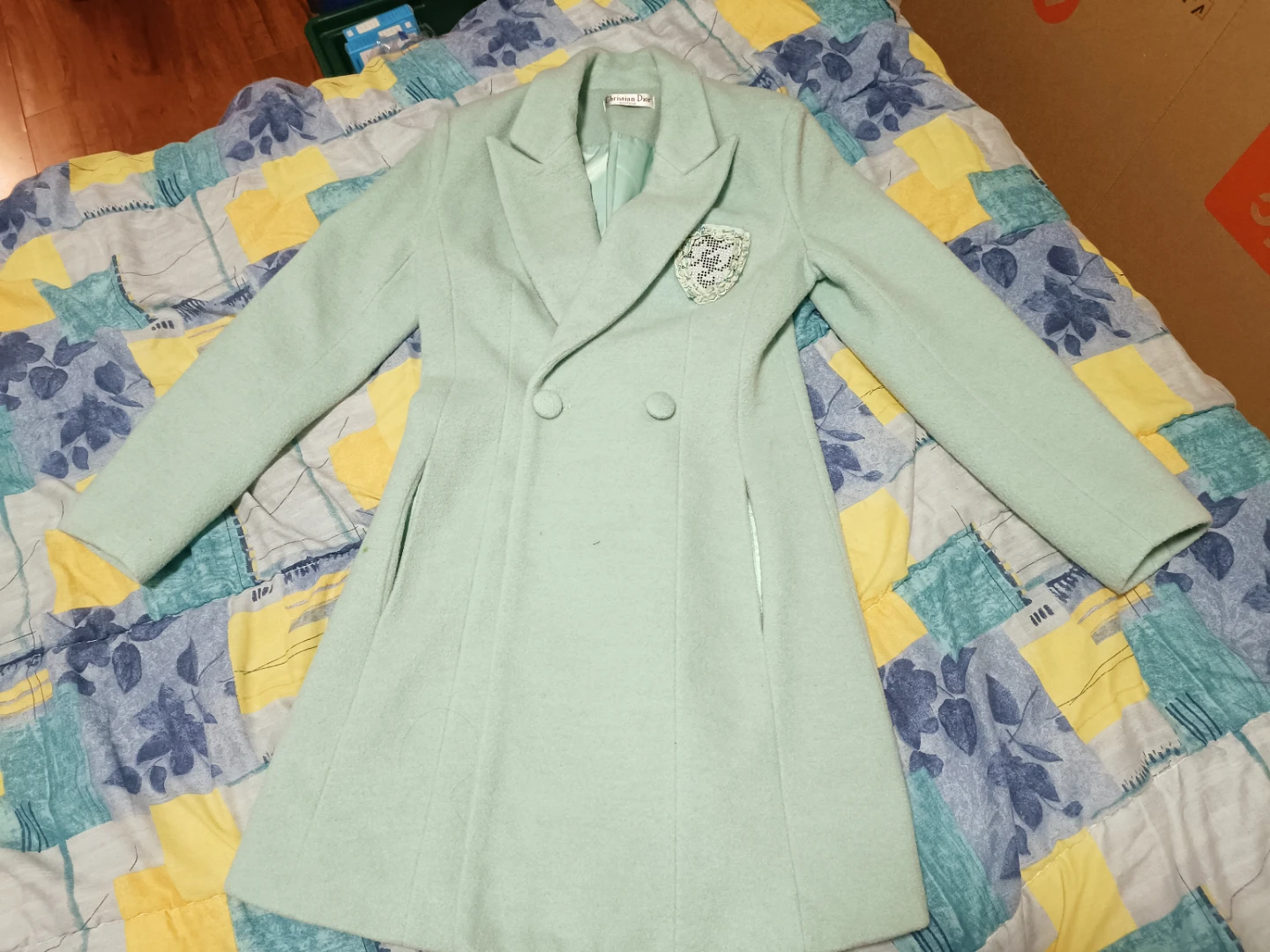 Mint Green Double-Breasted Coat - photo 3