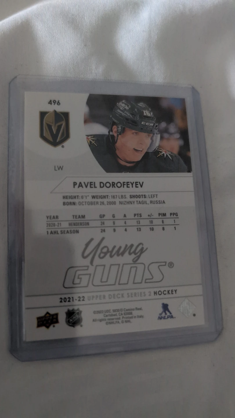 Pavel Dorofeyev 2021-22 Upper Deck Young Guns - photo 2