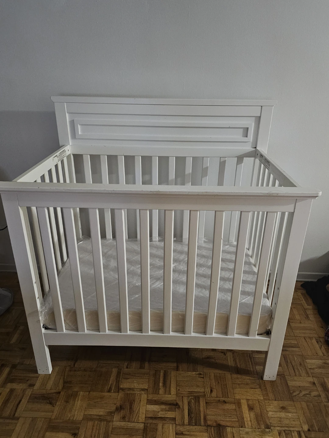 White Crib with Mattress