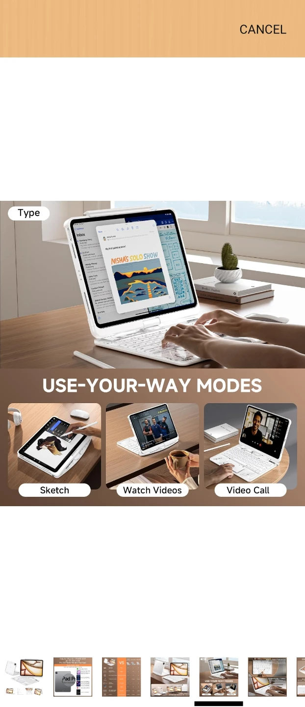 White Folio-Style iPad Keyboard Case with Touchpad - photo 3