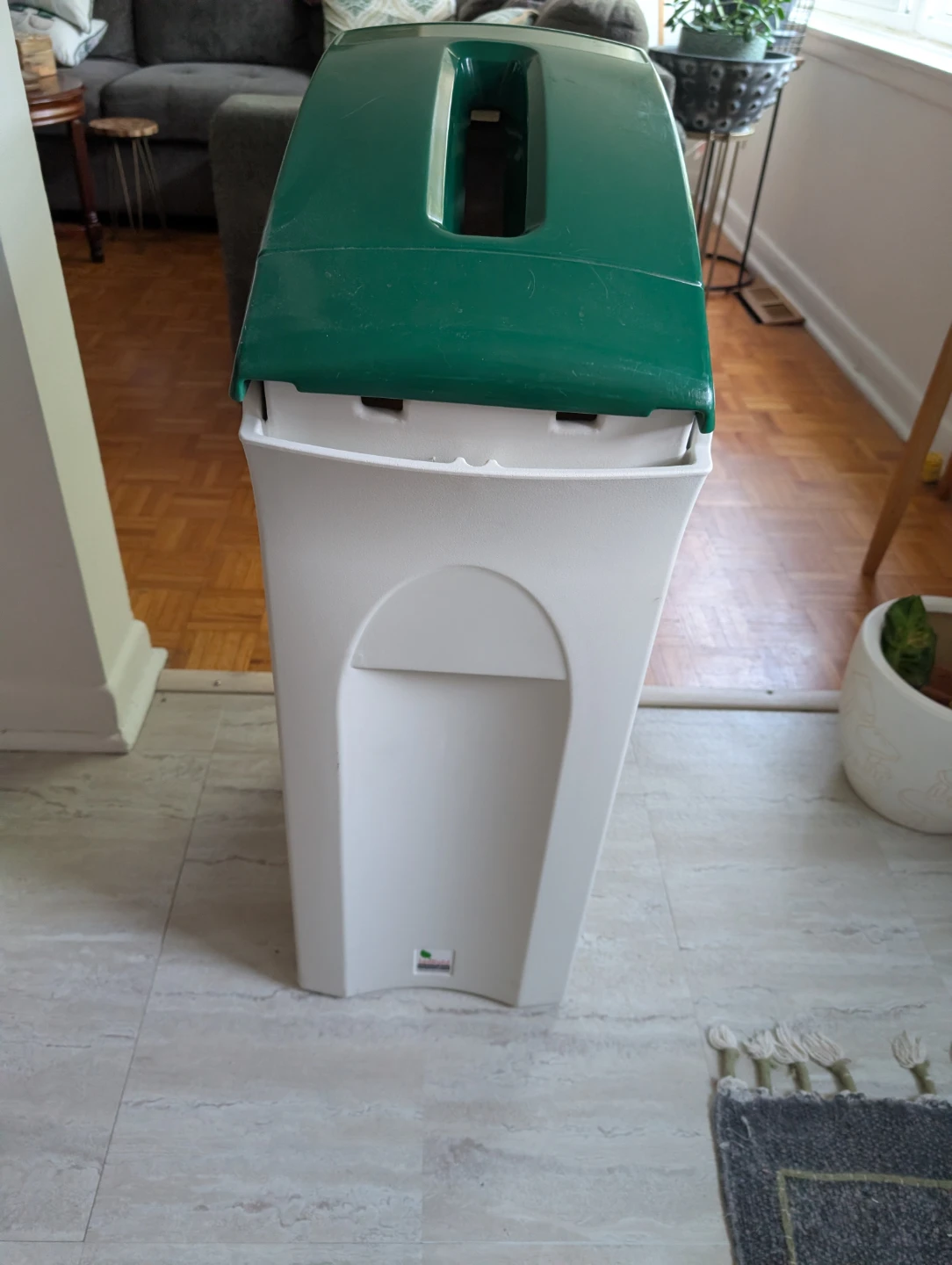 Green and White Plastic Storage Bin - photo 2