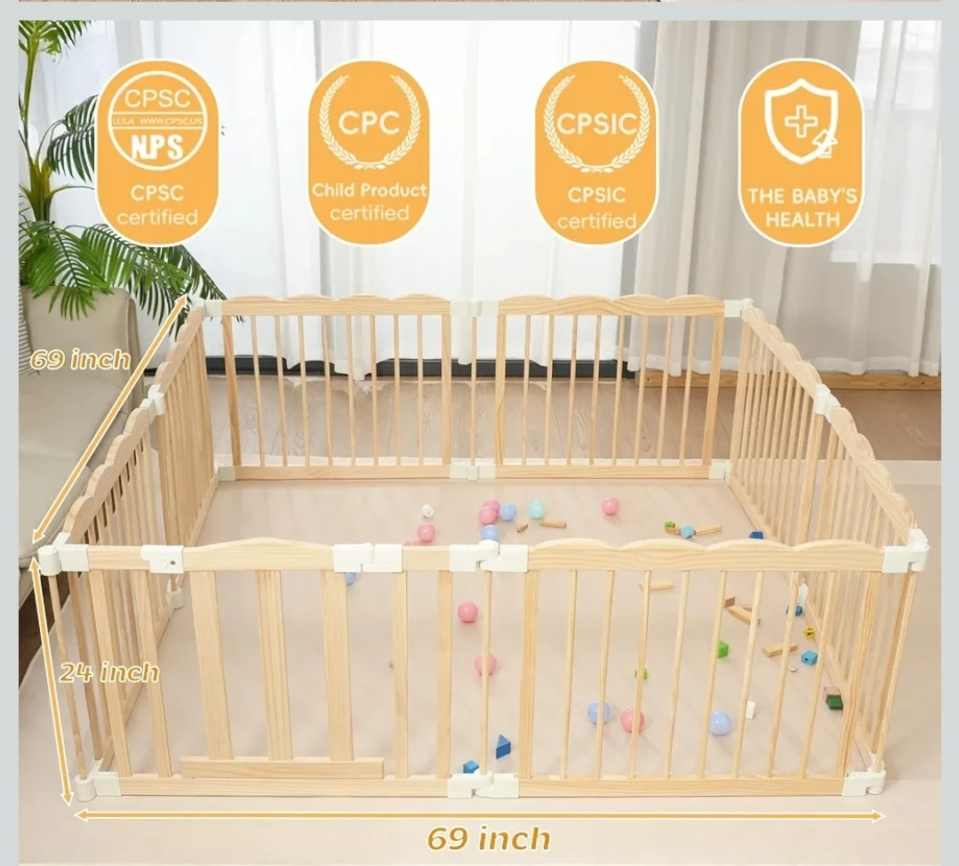 Adjustable Wooden Baby Playpen - photo 2
