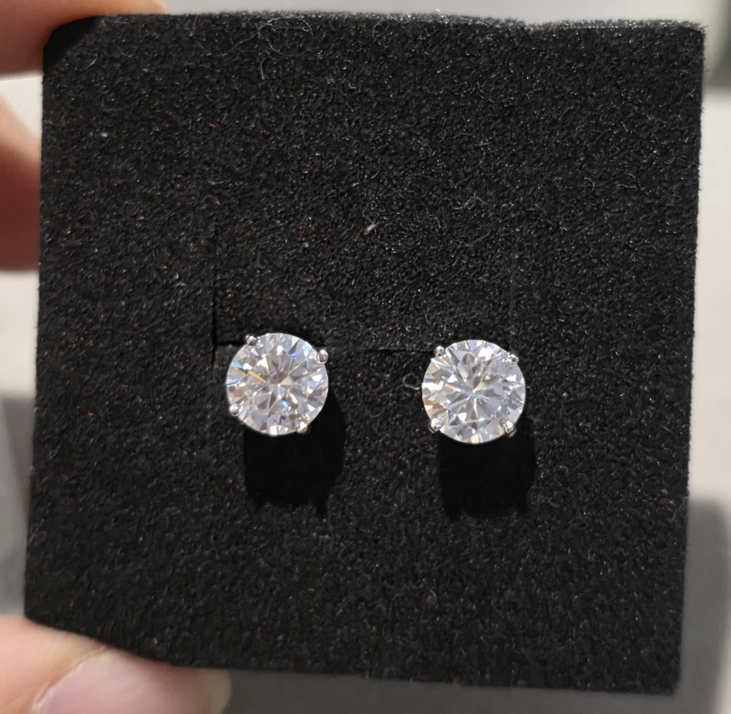 Moissanite Round Brilliant Stud Earrings - photo 2