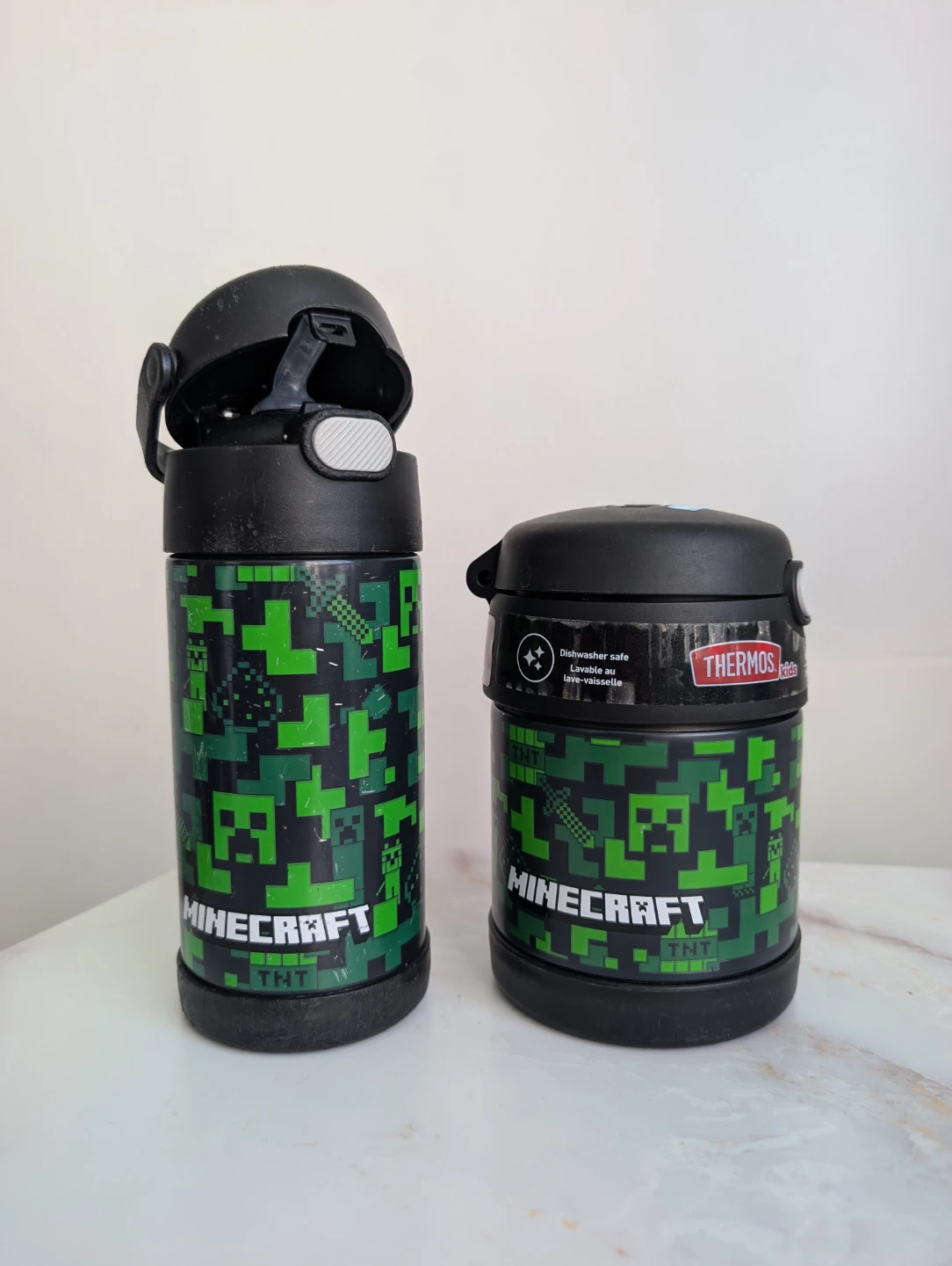Thermos Minecraft Kids Water Bottle & Insulated Food Jar Set