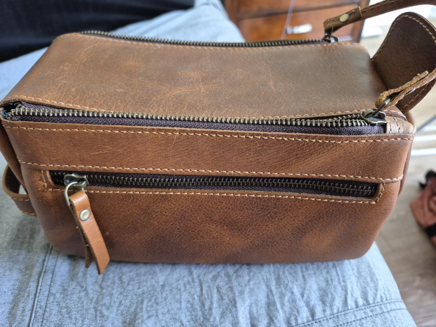 Brown Leather Toiletry Bag - photo 3