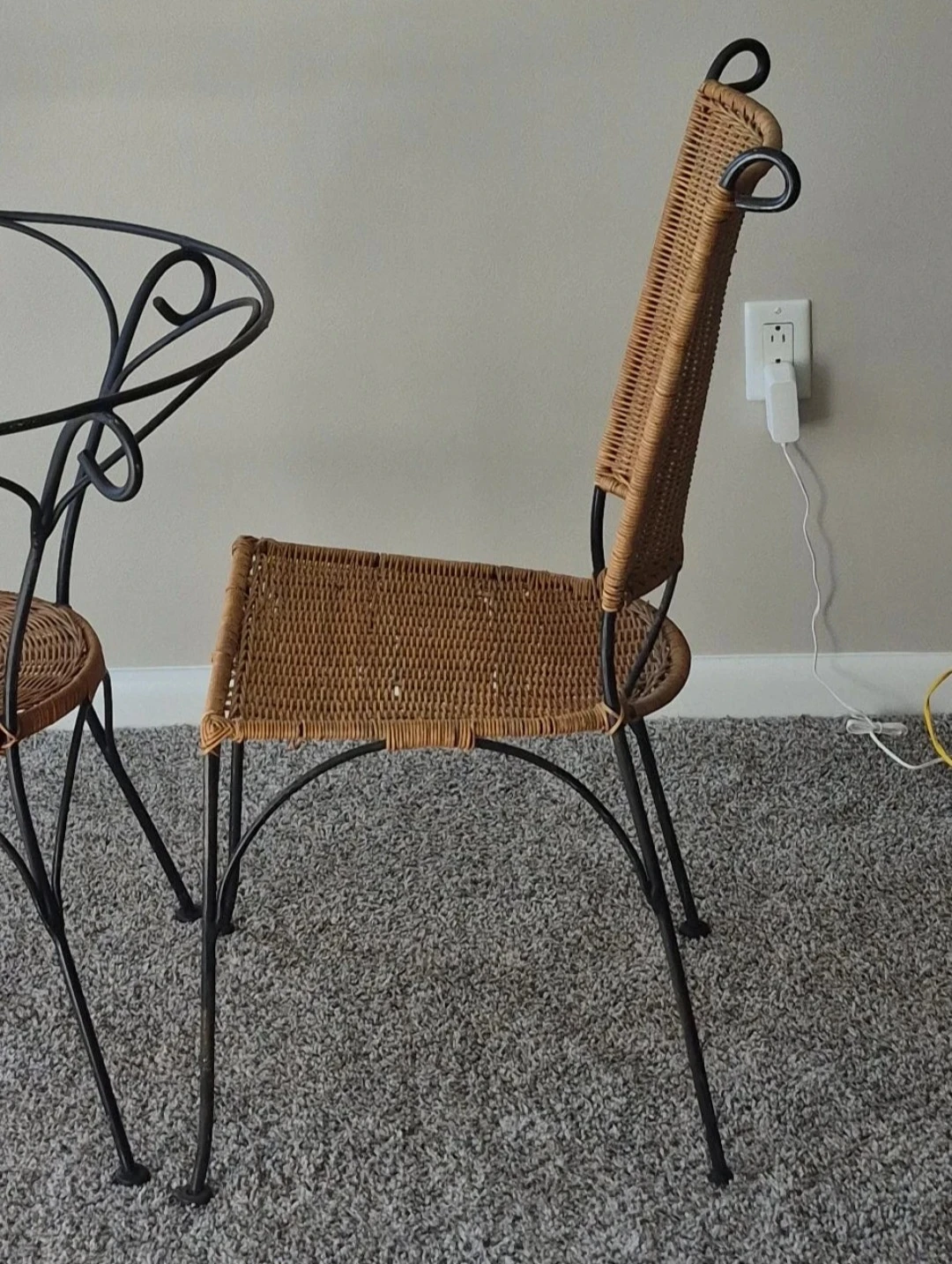 Wrought Iron Bistro Set with Wicker Seat - photo 2