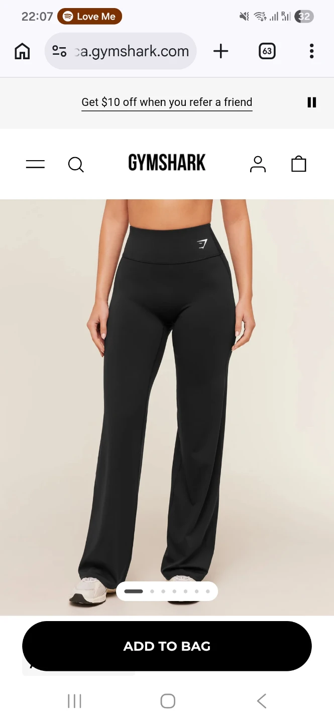 Gymshark Black Training Straight Leg TALL size M
