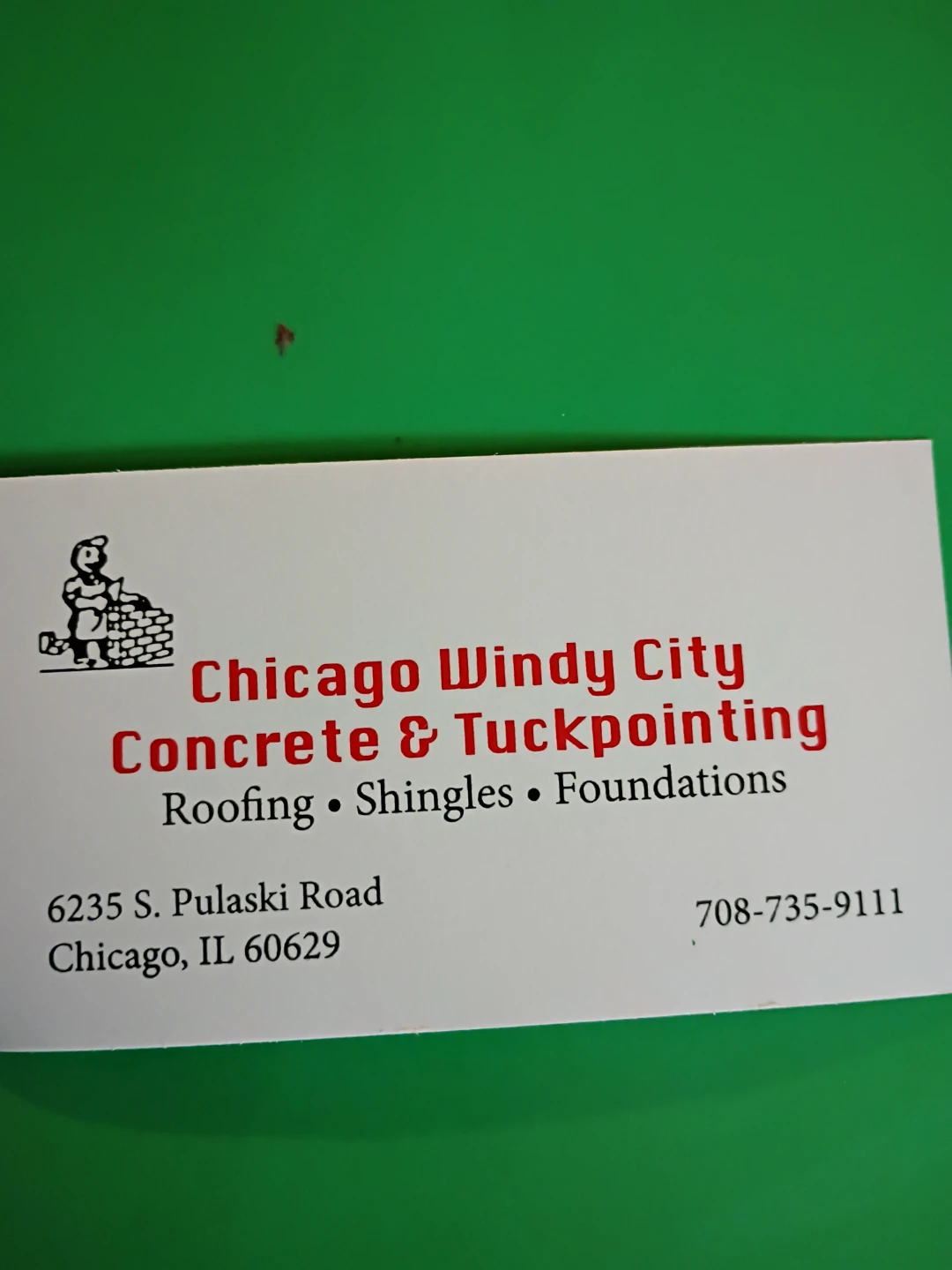 Chicago Windy City Concrete & Tuckpointing Business Card