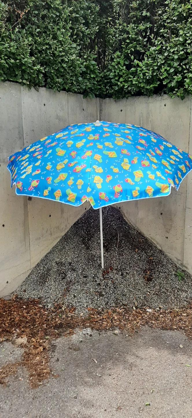 Cool Kids Blue Beach Umbrella with Fish Pattern