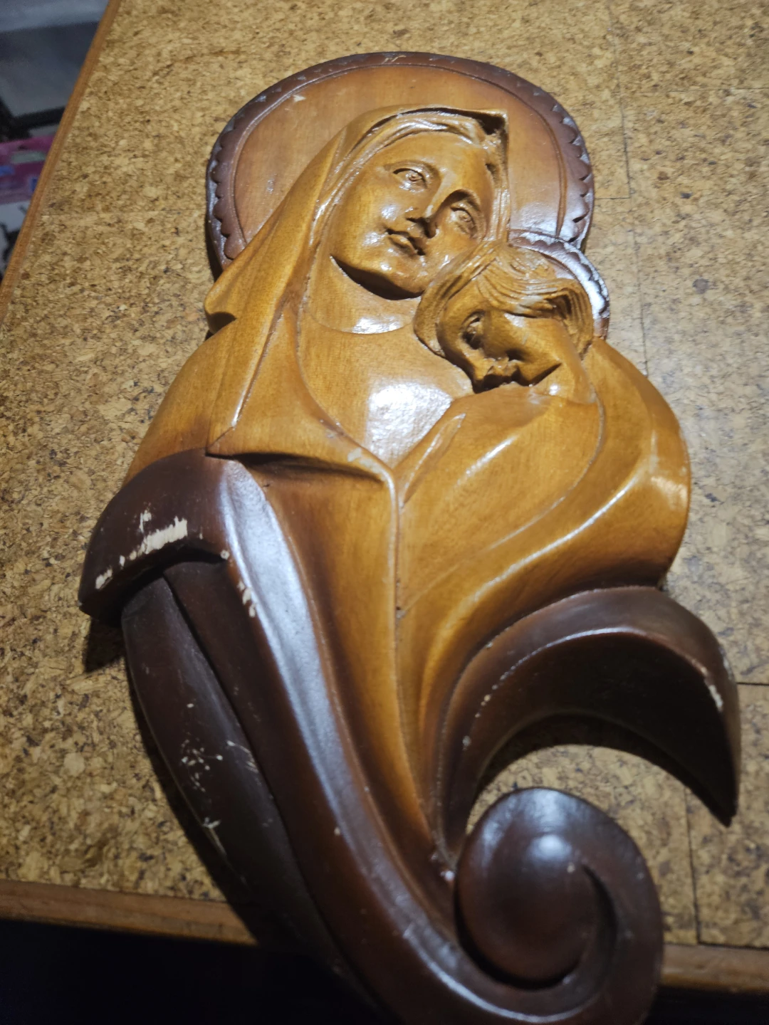 Wooden Carving of Mary and Child - photo 4