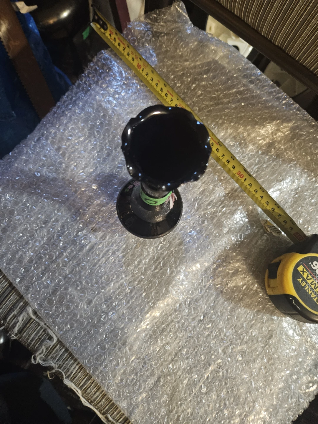 Black Glass Vase with Floral Design - photo 4