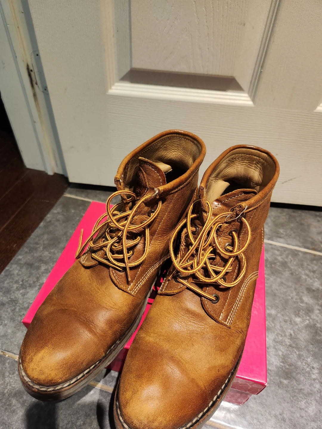 Brown Leather Lace-Up Boots