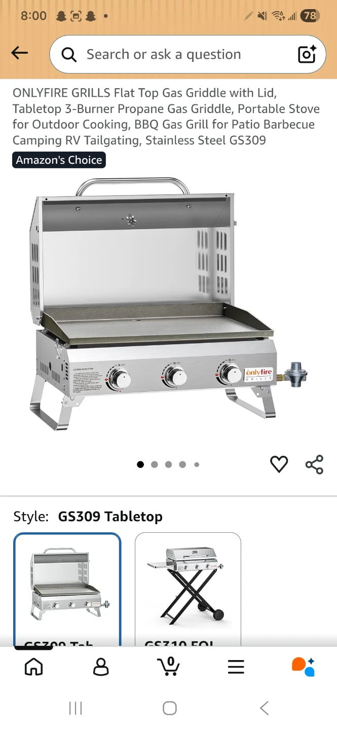 ONLYFIRE Flat Top Gas Griddle with Lid, - photo 3