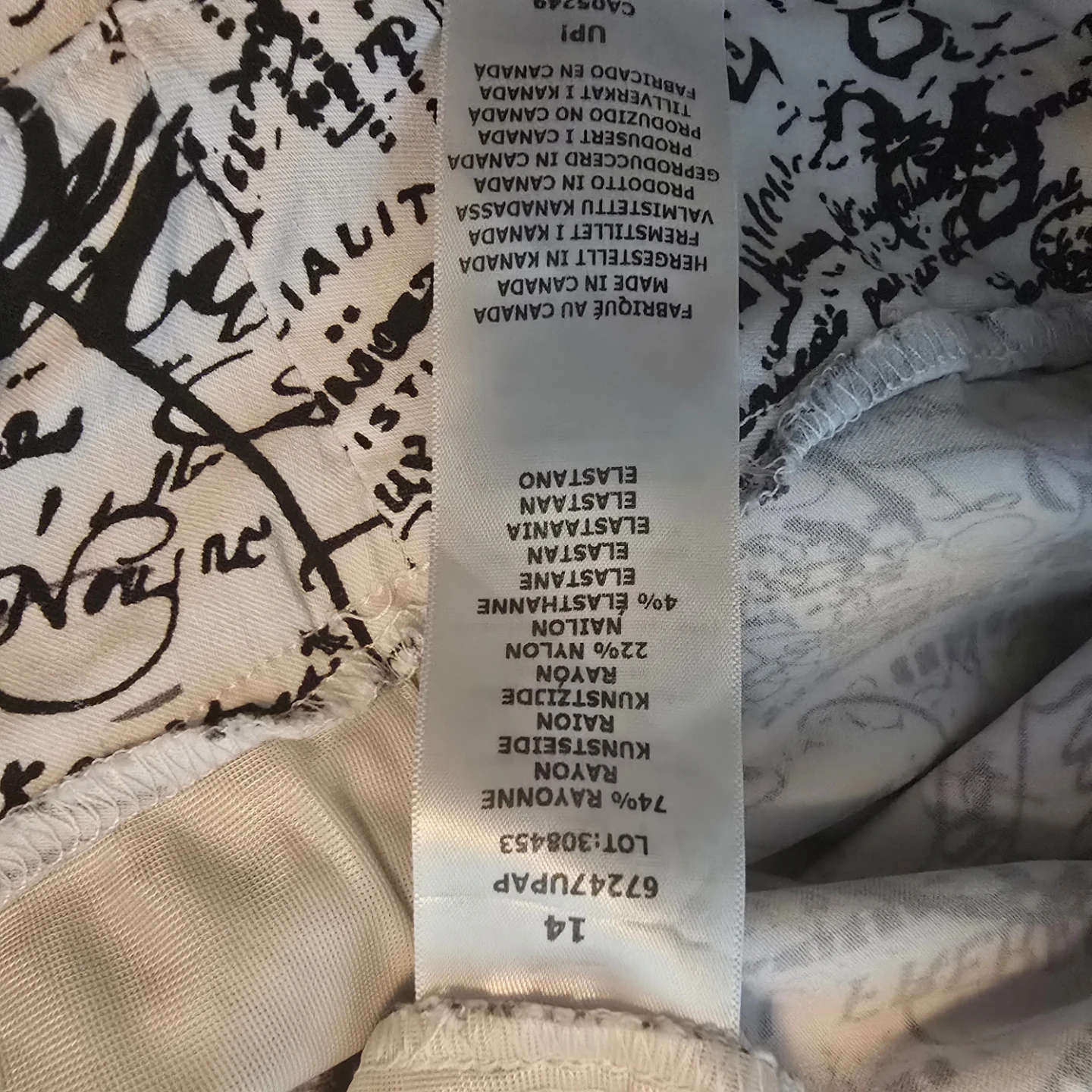 UP! Pants Size 14 White Black Script Print - photo 5