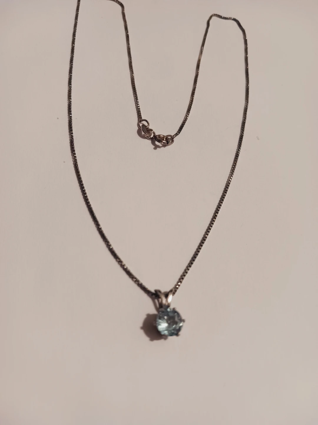Sterling Silver 925  Blue Topaz Pendant Necklace