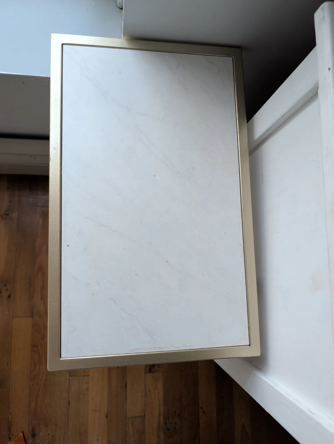 Gold Metal C-Table with White Marble Top - photo 2