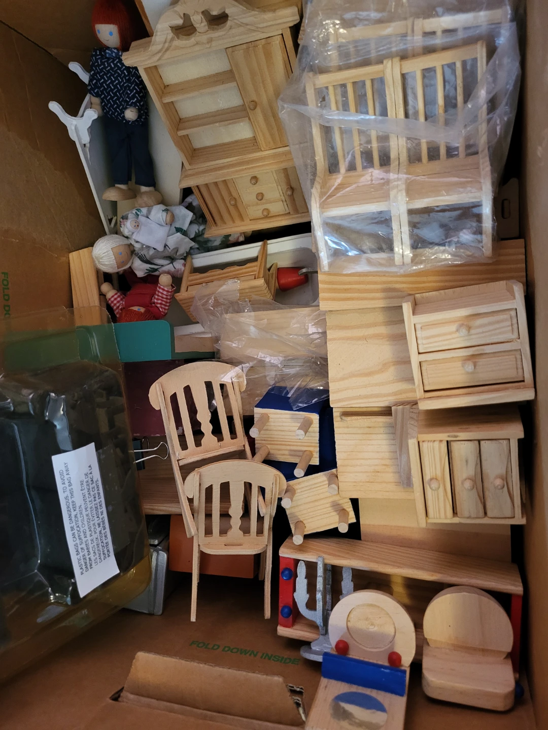 Mixed Lot of Wooden Dollhouse Furniture