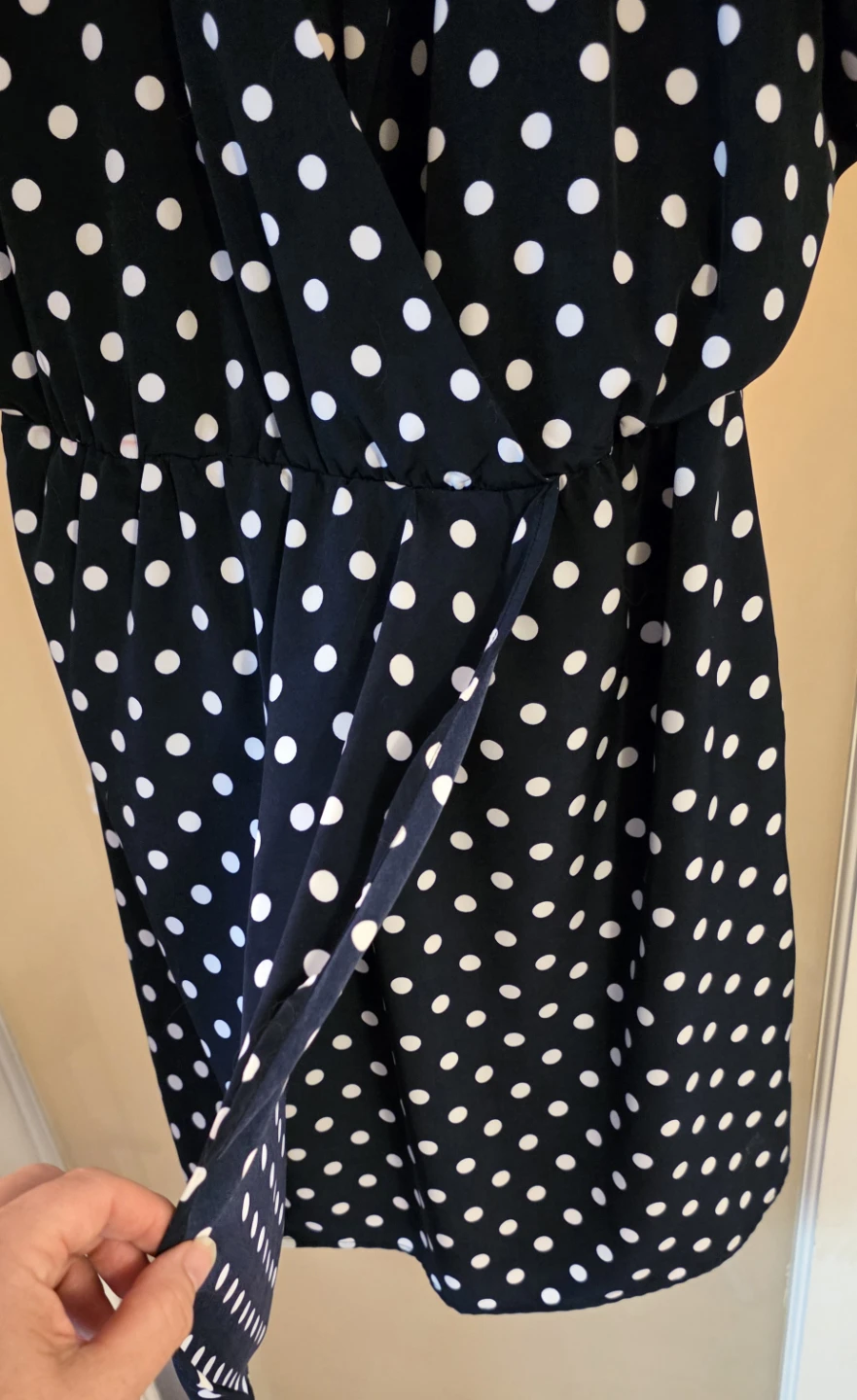 H&M Navy Polka Dot Wrap Dress Size 10 - photo 3