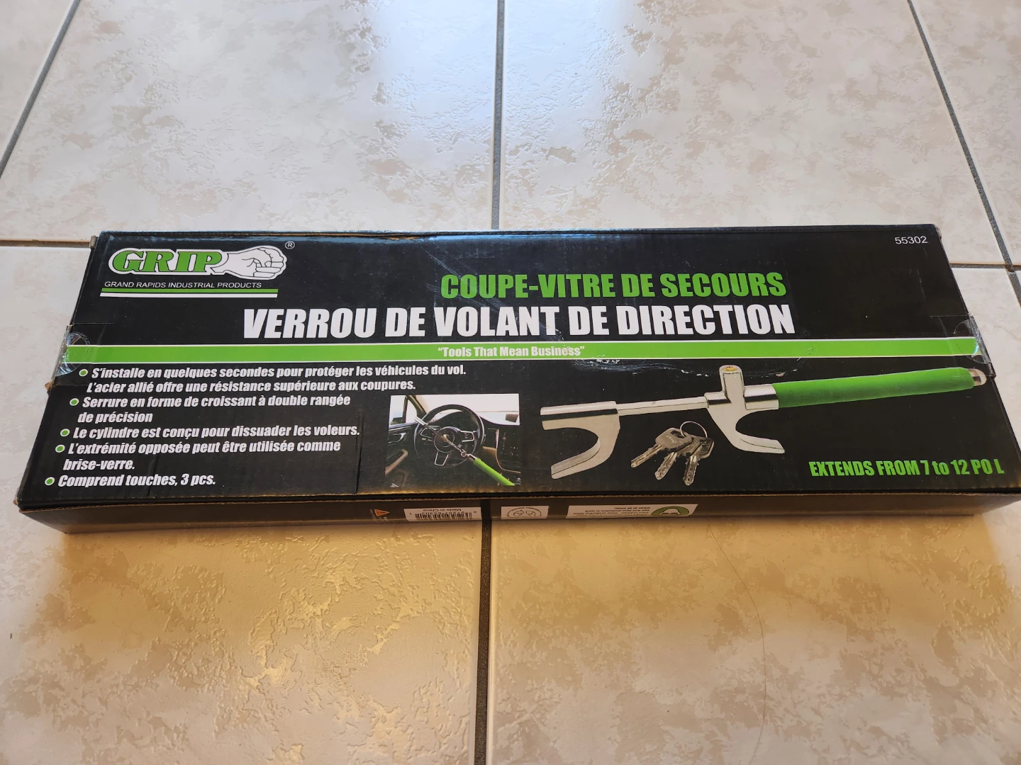 GRIP Anti-Theft Steering Wheel Lock & Window Breaker - photo 3