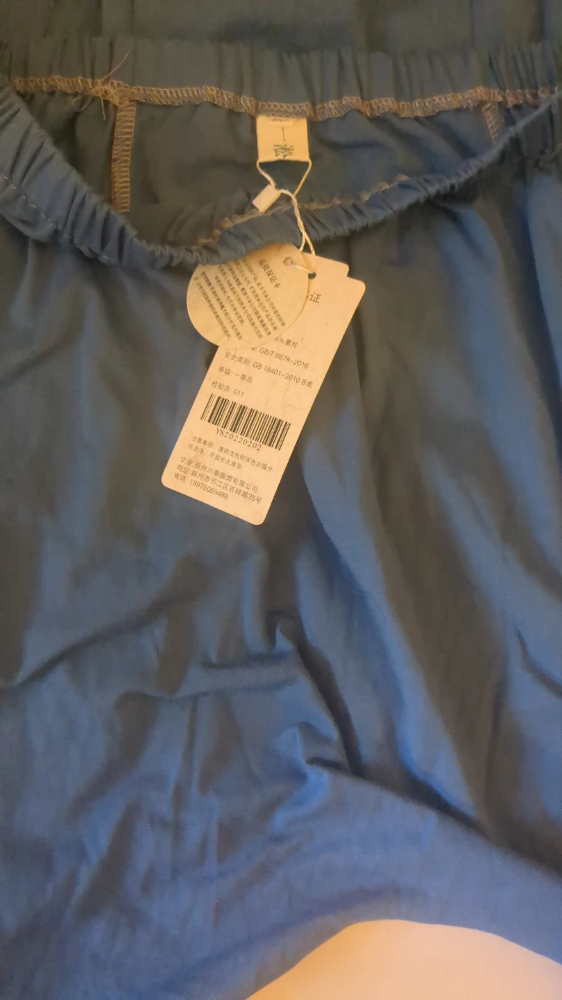Blue Elastic Waist Shorts