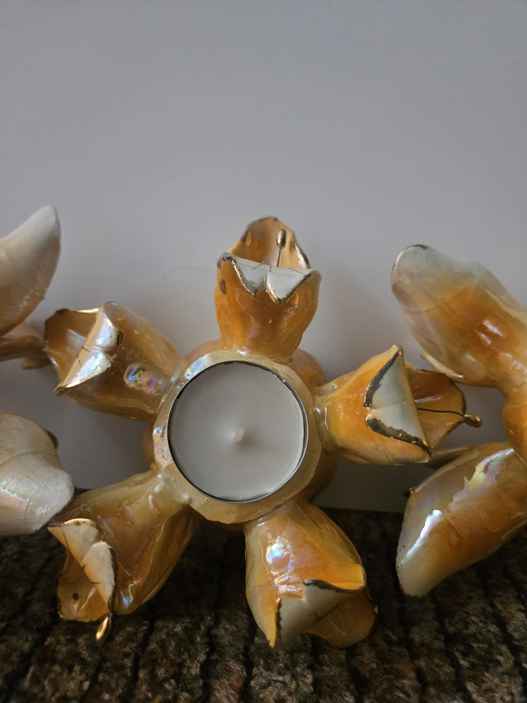 Lot of three VTG,2- Side  Brass Glass Lotus Pendant  Chandeliers - photo 2