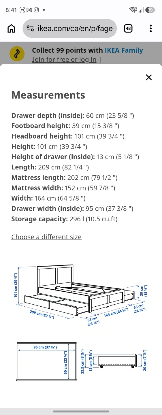 IKEA FÄGELFJÄLLET Queen Bed Frame and Mattress - photo 3