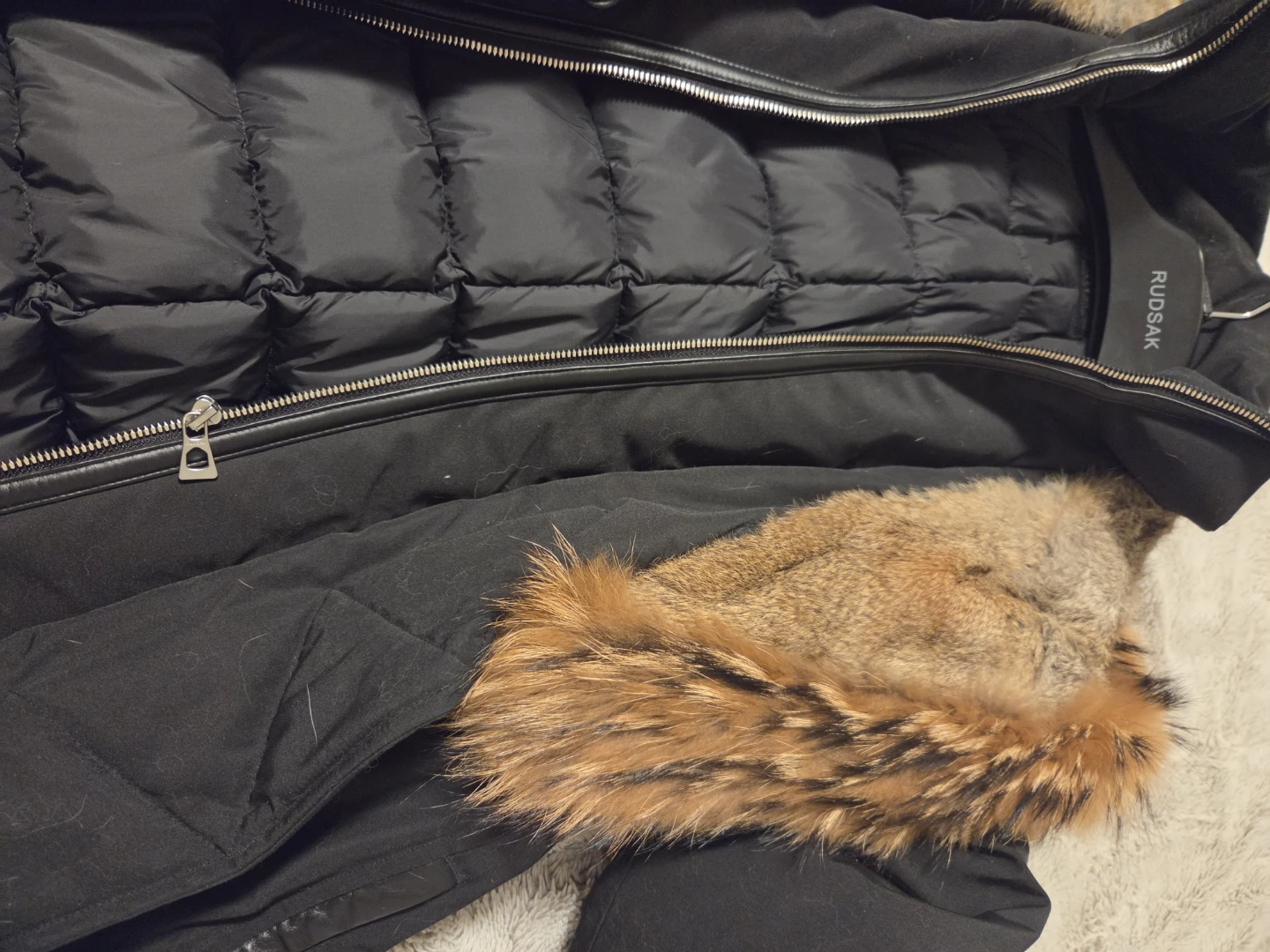 All Rudsak Black Down Parka with Fur Trim+real fur hat