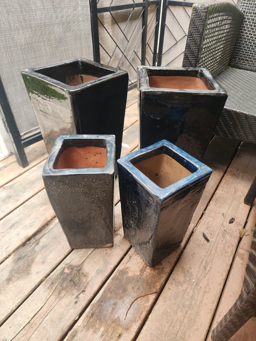 Large Black Glazed Planters - Set of 4 - photo 3
