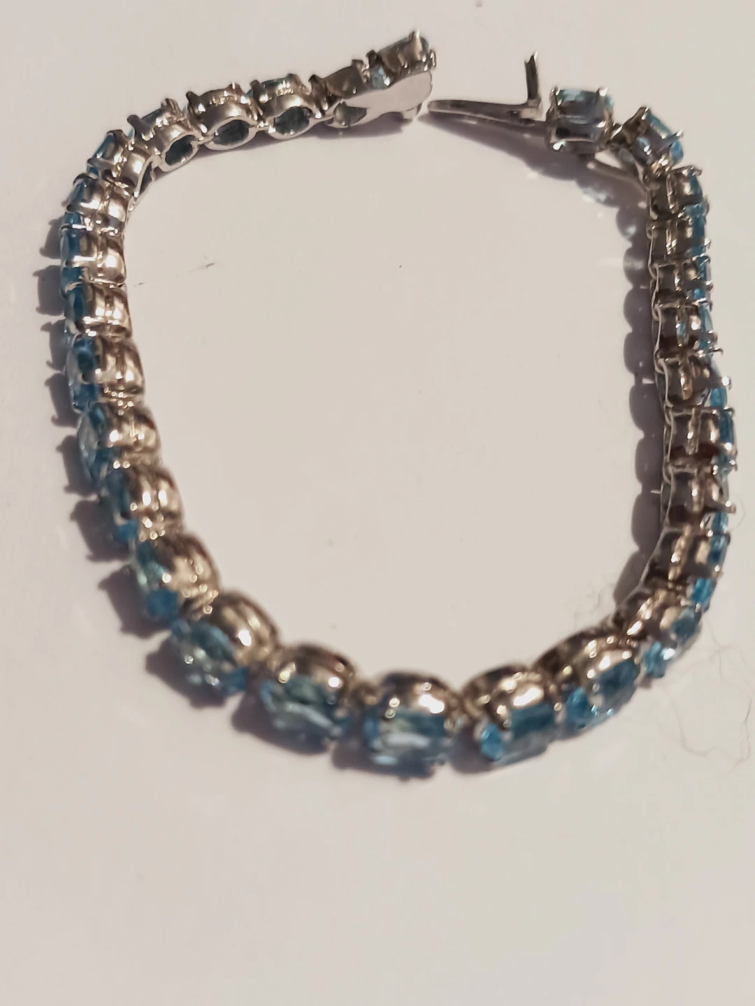 Sterling Silver Blue Gemstone Tennis Bracelet - photo 4
