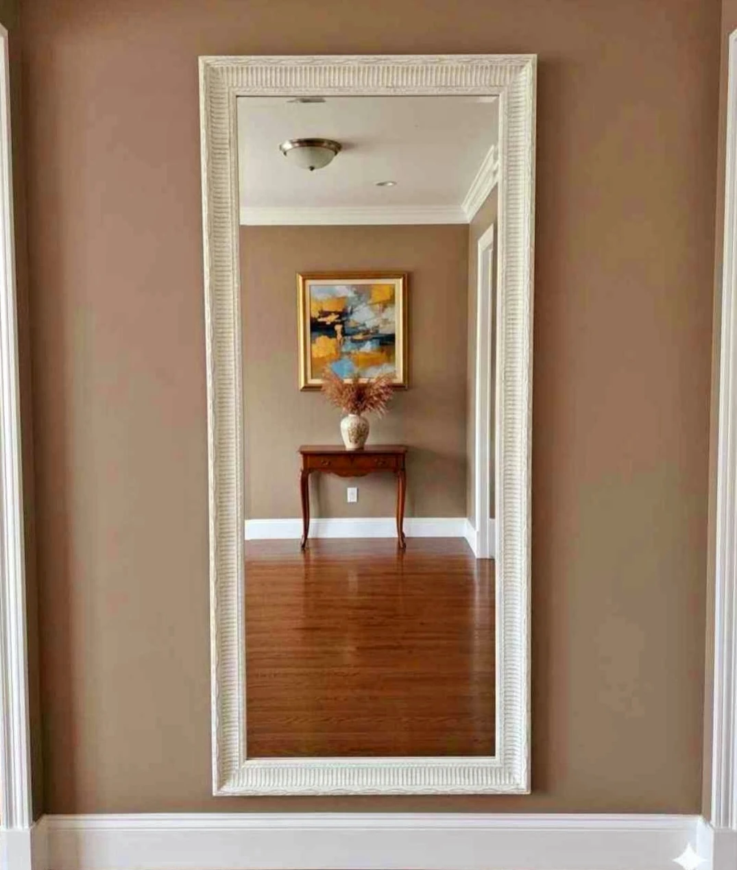 Pair Of Shabby Chic Guilded White Wall Mirrors