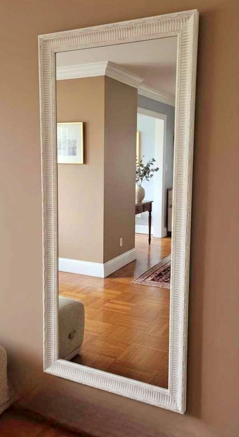 Pair Of Shabby Chic Guilded White Wall Mirrors - photo 2