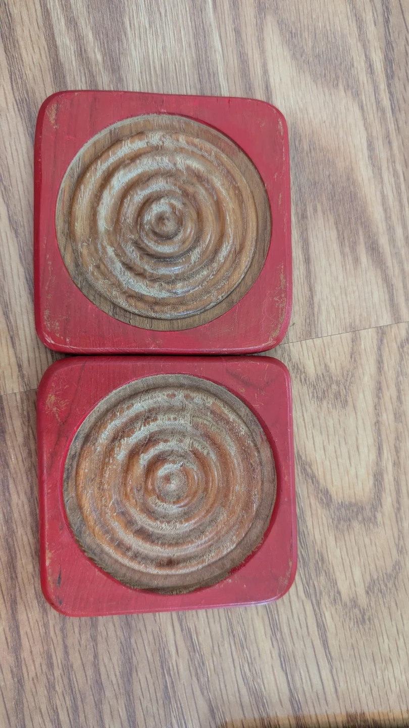 Wooden Coasters with Red Design (Set of 8) - photo 2