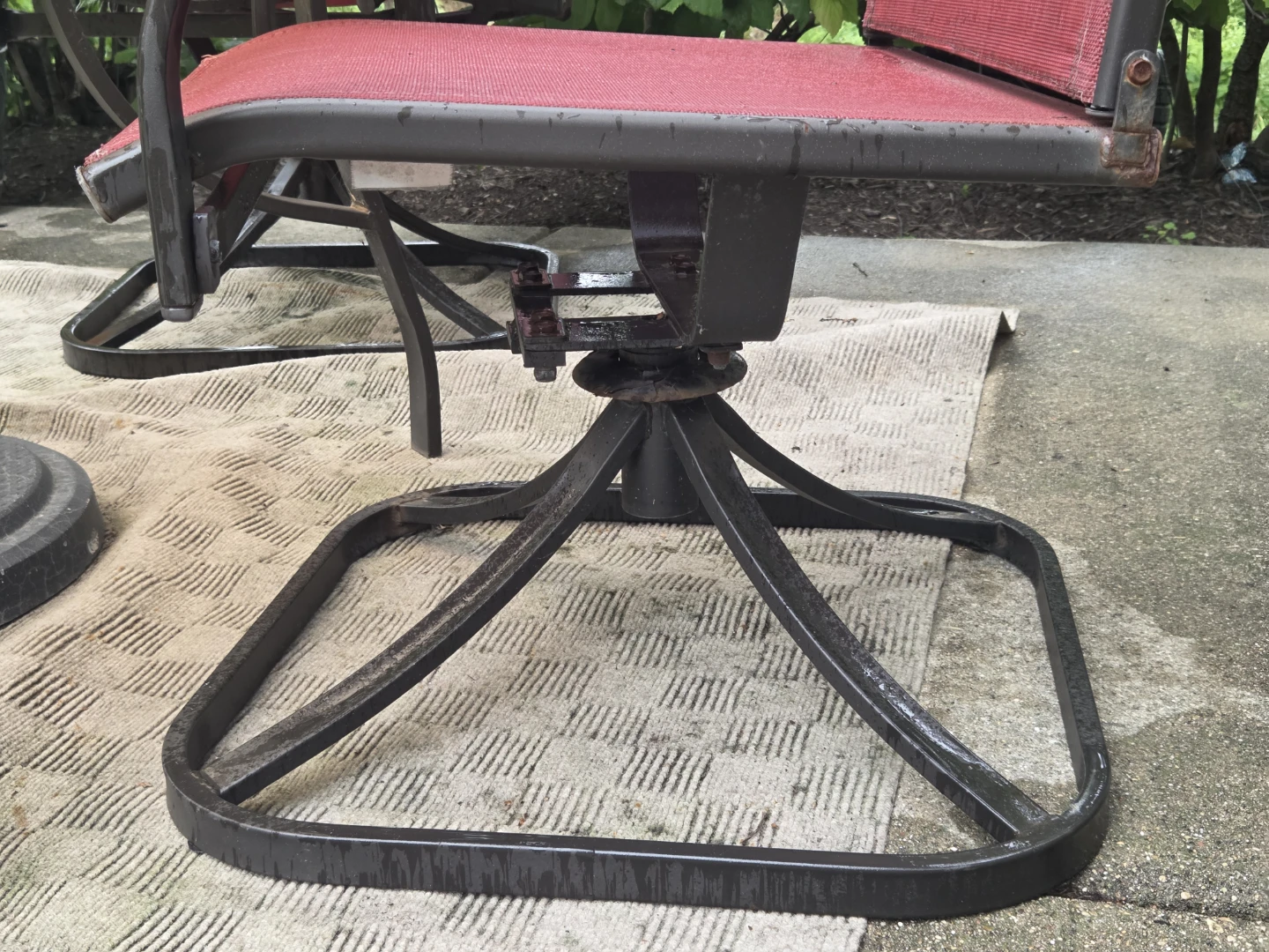Sturdy Metal and Glass Top Patio Table with 3 Red Chairs - photo 5