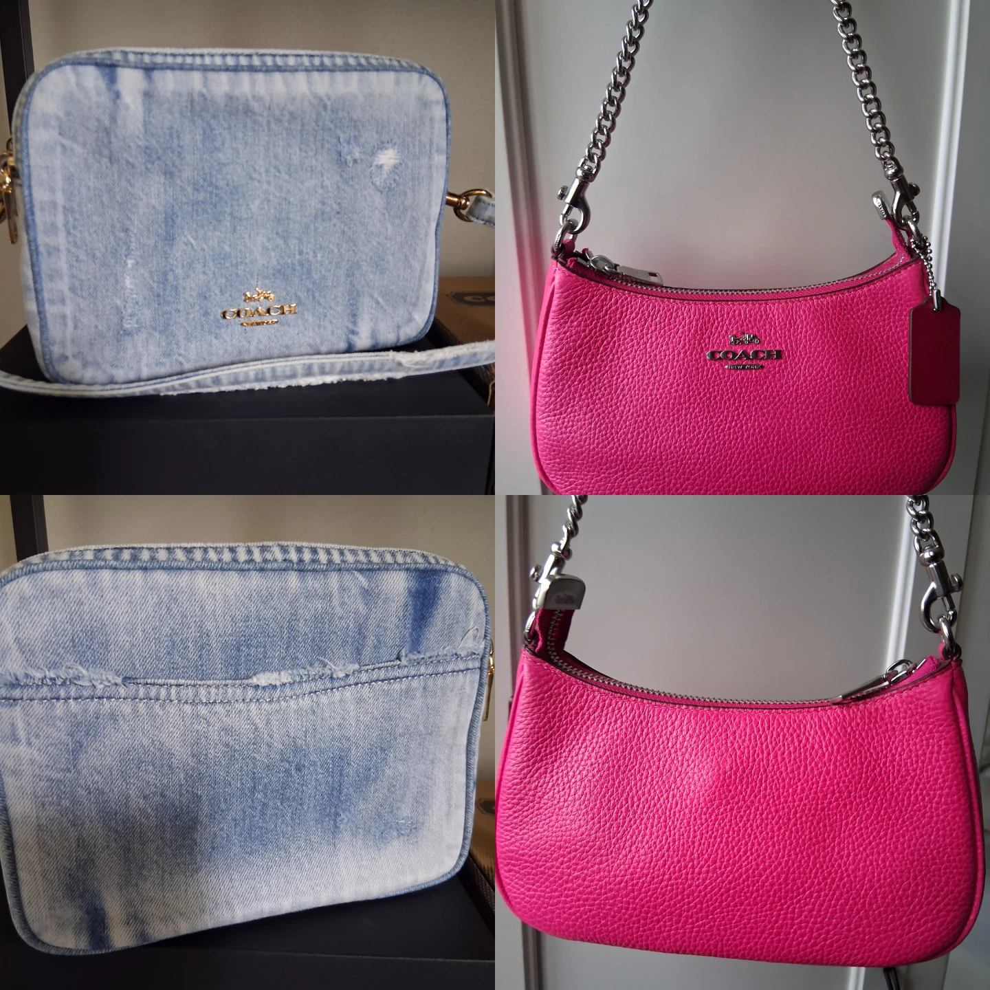 Coach hot pink terry and loved denim carey