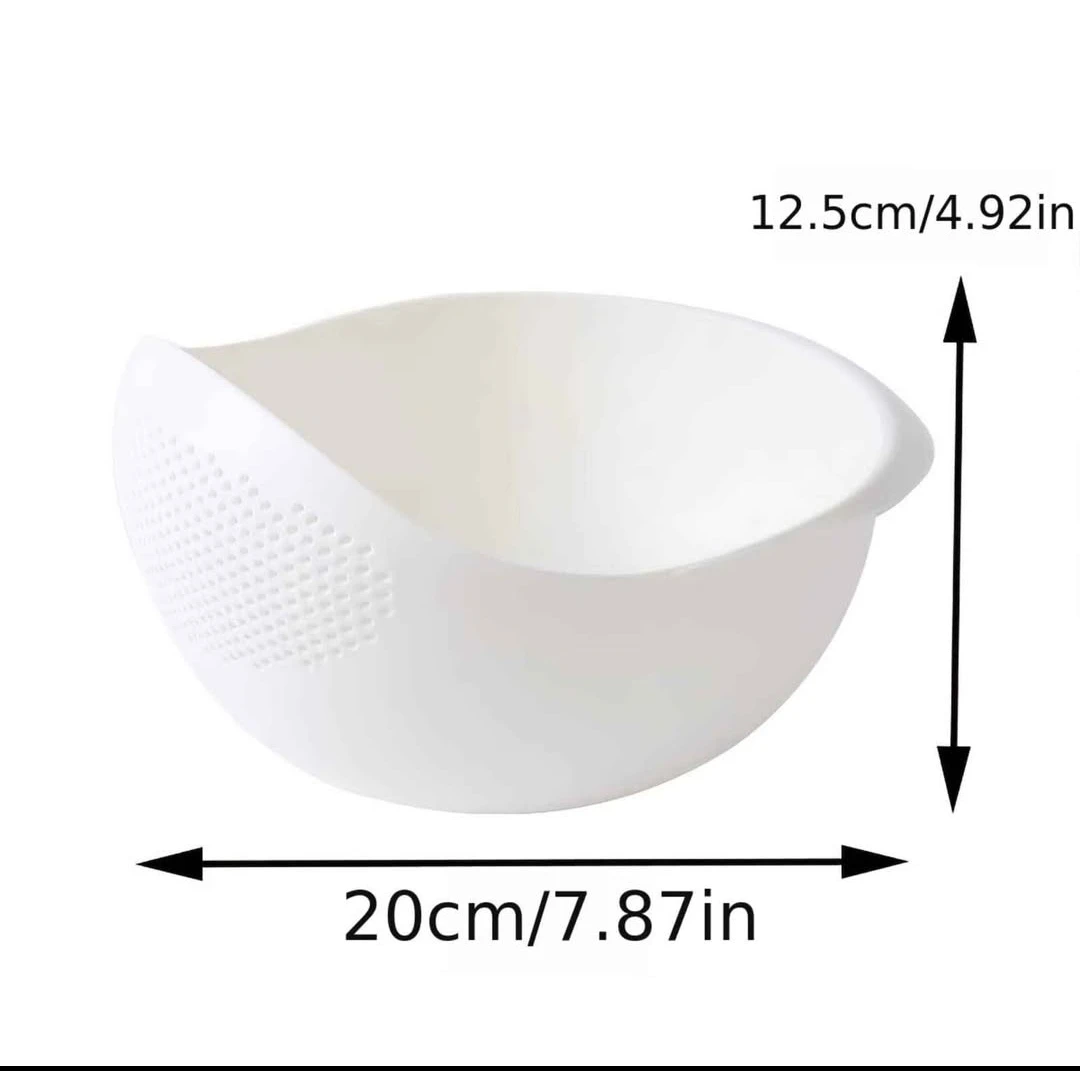 2 White Rice Washing Bowls with Strainer - photo 4