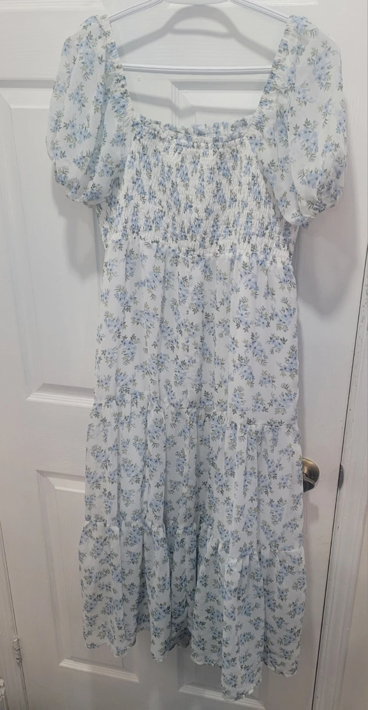 White Floral Midi Dress