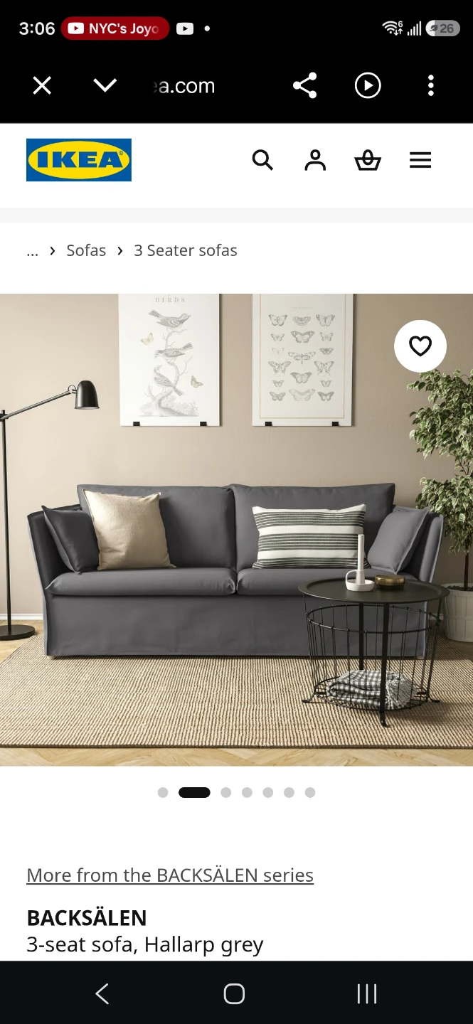 IKEA BACKSÄLEN 3-seat sofa, Hallarp grey - photo 3