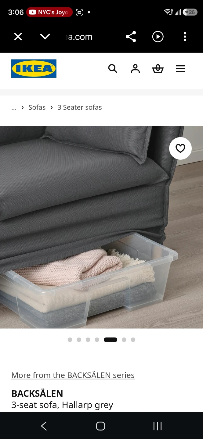 IKEA BACKSÄLEN 3-seat sofa, Hallarp grey - photo 4