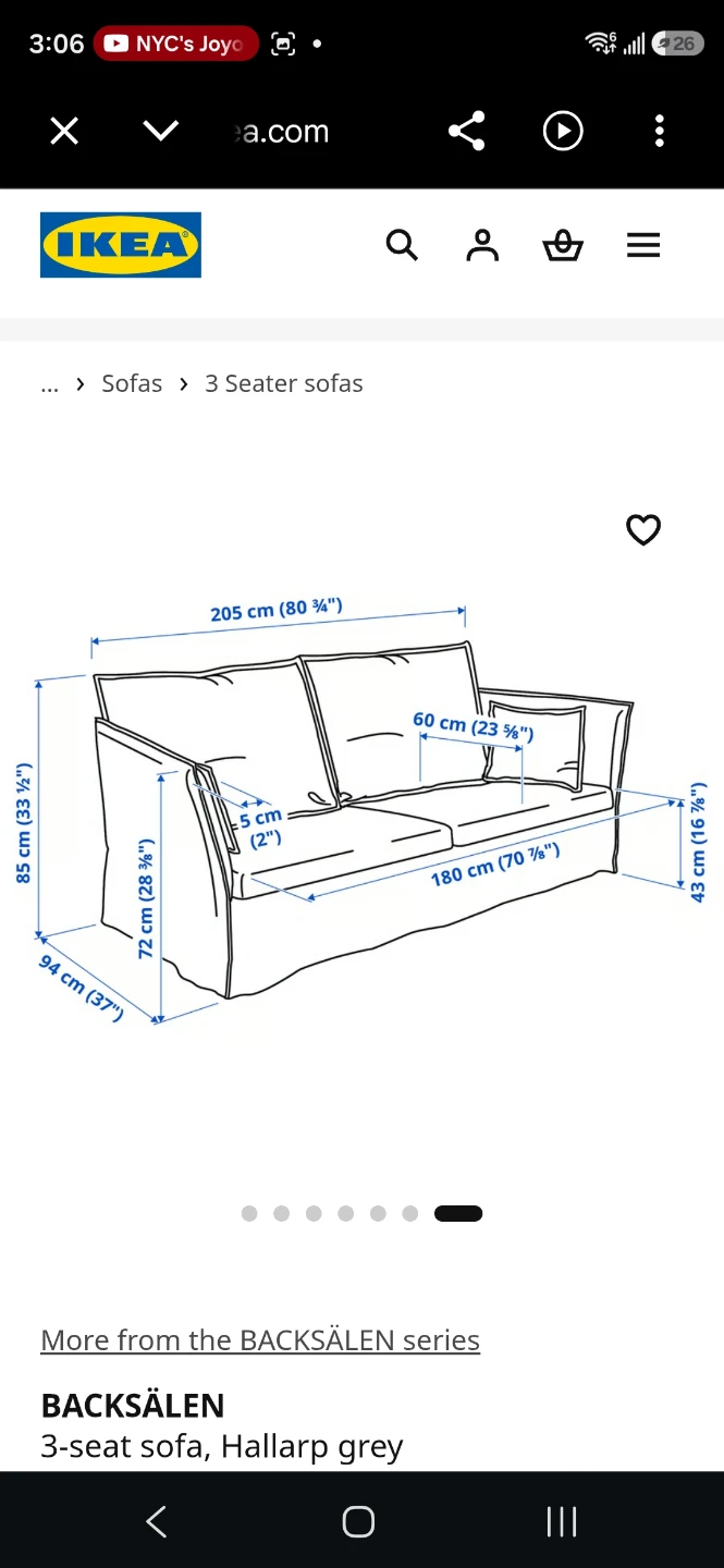 IKEA BACKSÄLEN 3-seat sofa, Hallarp grey - photo 5